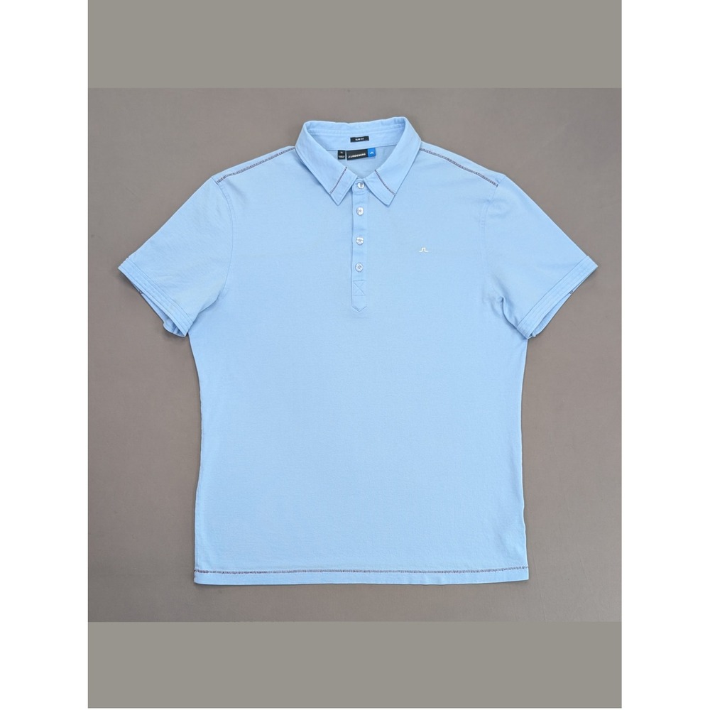 J Lindeberg Blue Slim Fit Polo XL Prisco Lux Bridge Jersey Golf Shirt